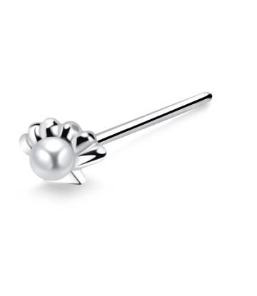 Half Flower Shaped Silver Straight Nose Stud NSKA-857